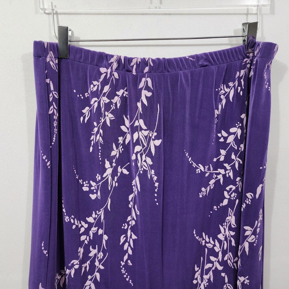 Citiknits Purple Floral Slinky Textured Midi Skirt Stretch Plus 2X Whimsygoth - Picture 2 of 10